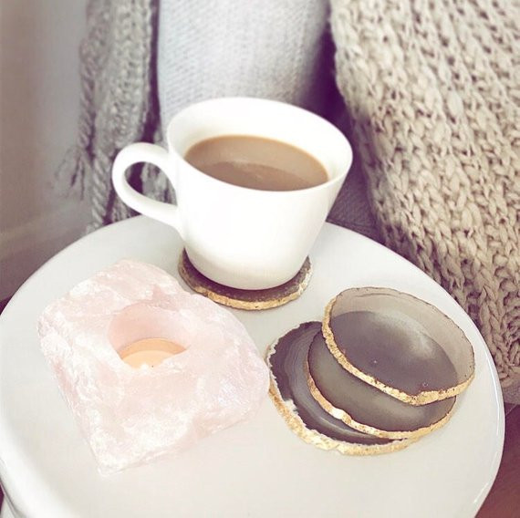 Rose Quartz Candle Holder Healing Crystal Doing It Sober