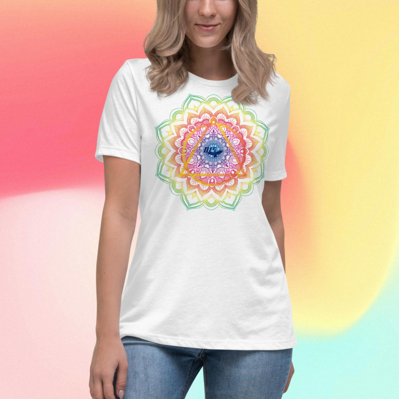 Colorful Recovery Mandala Women's Relaxed T-Shirt- Doing It Sober