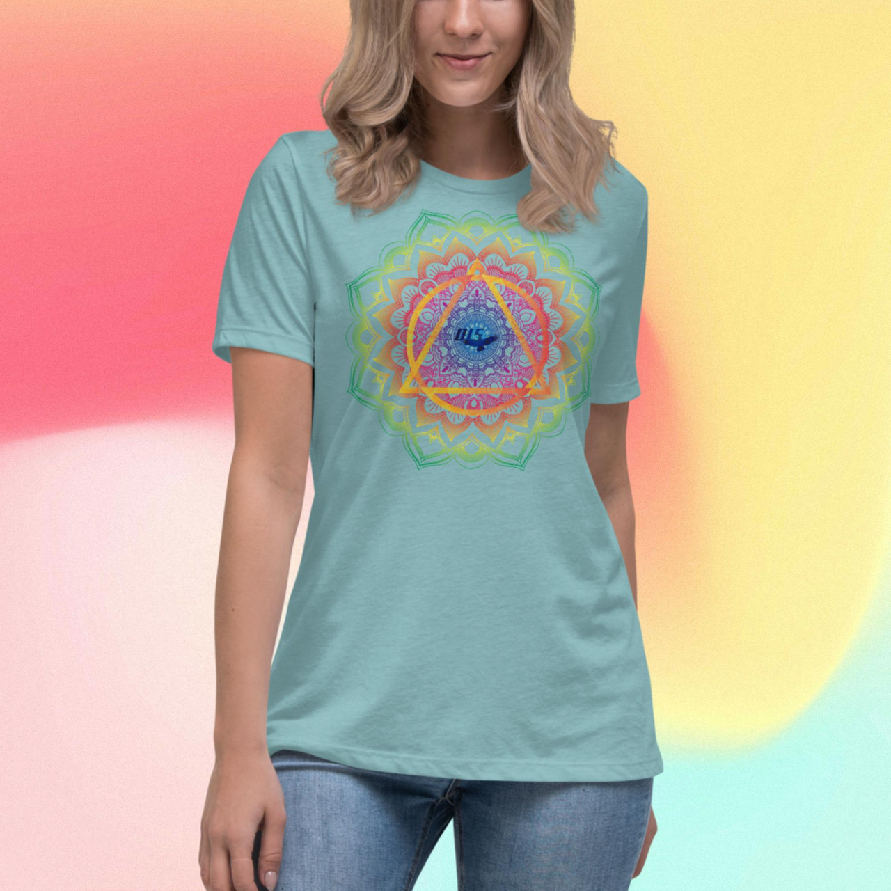 Colorful Recovery Mandala Women's Relaxed T-Shirt- Doing It Sober