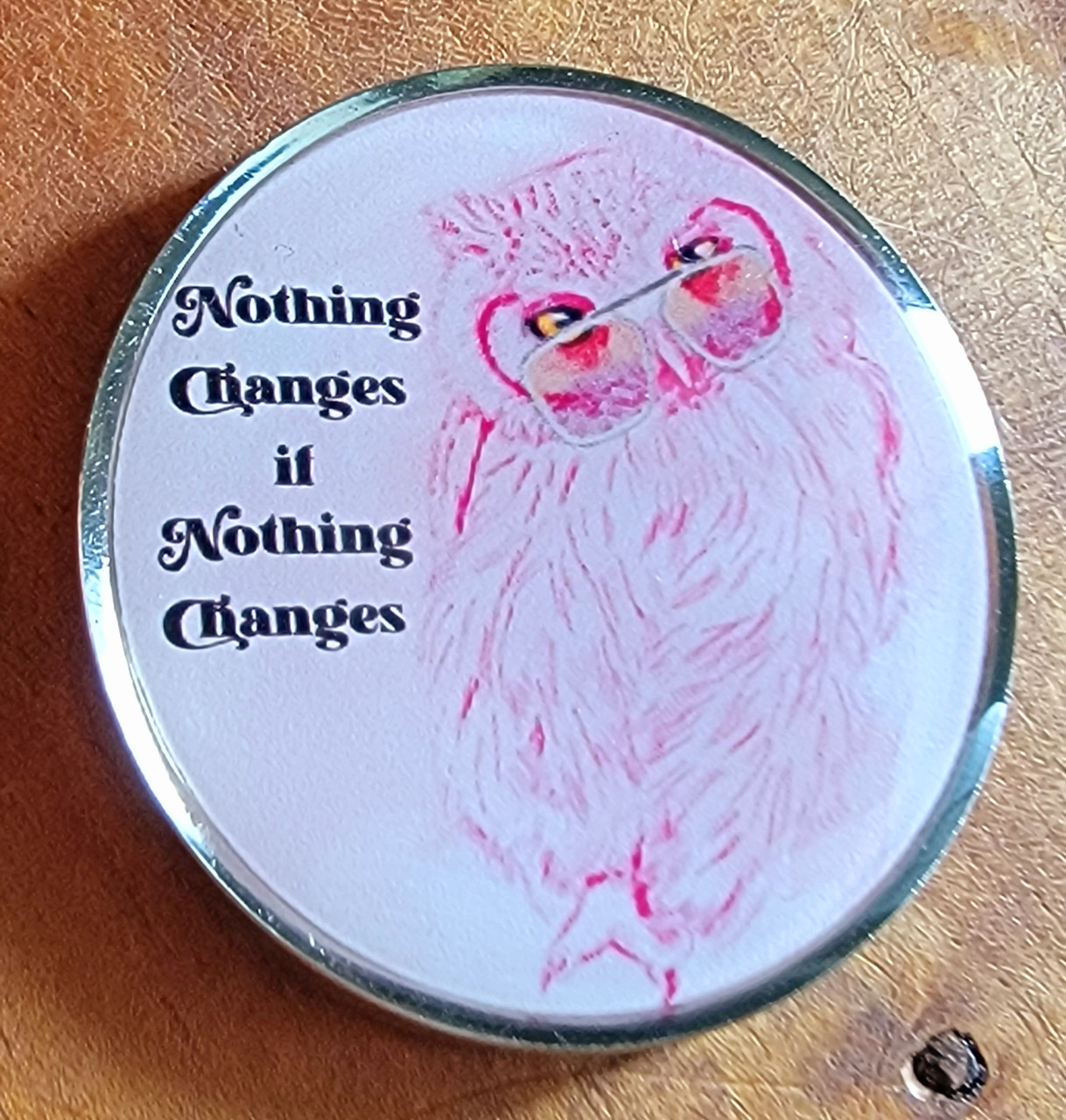 Nothing Changes Wise Owl Gift Medallion-Doing It Sober