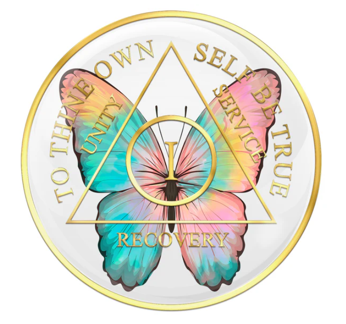 Butterfly Sobriety Chip AA Yearly Medallion (1-40 years)