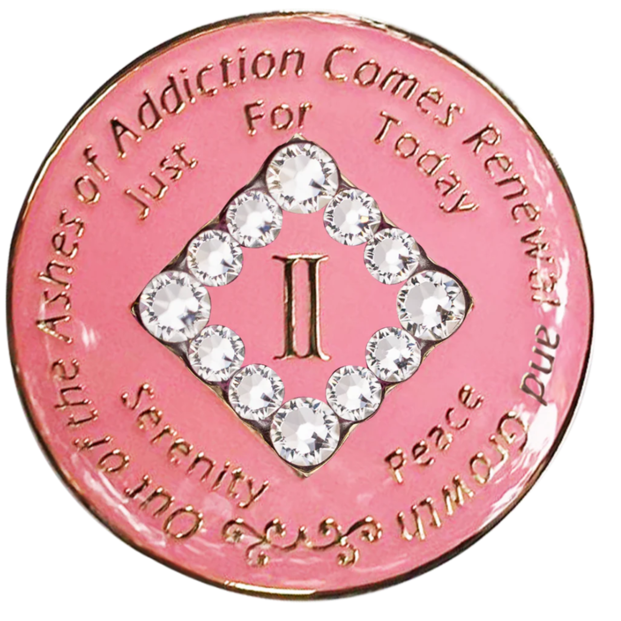 NA Baby Pink w/White Bling Anniversary Medallion