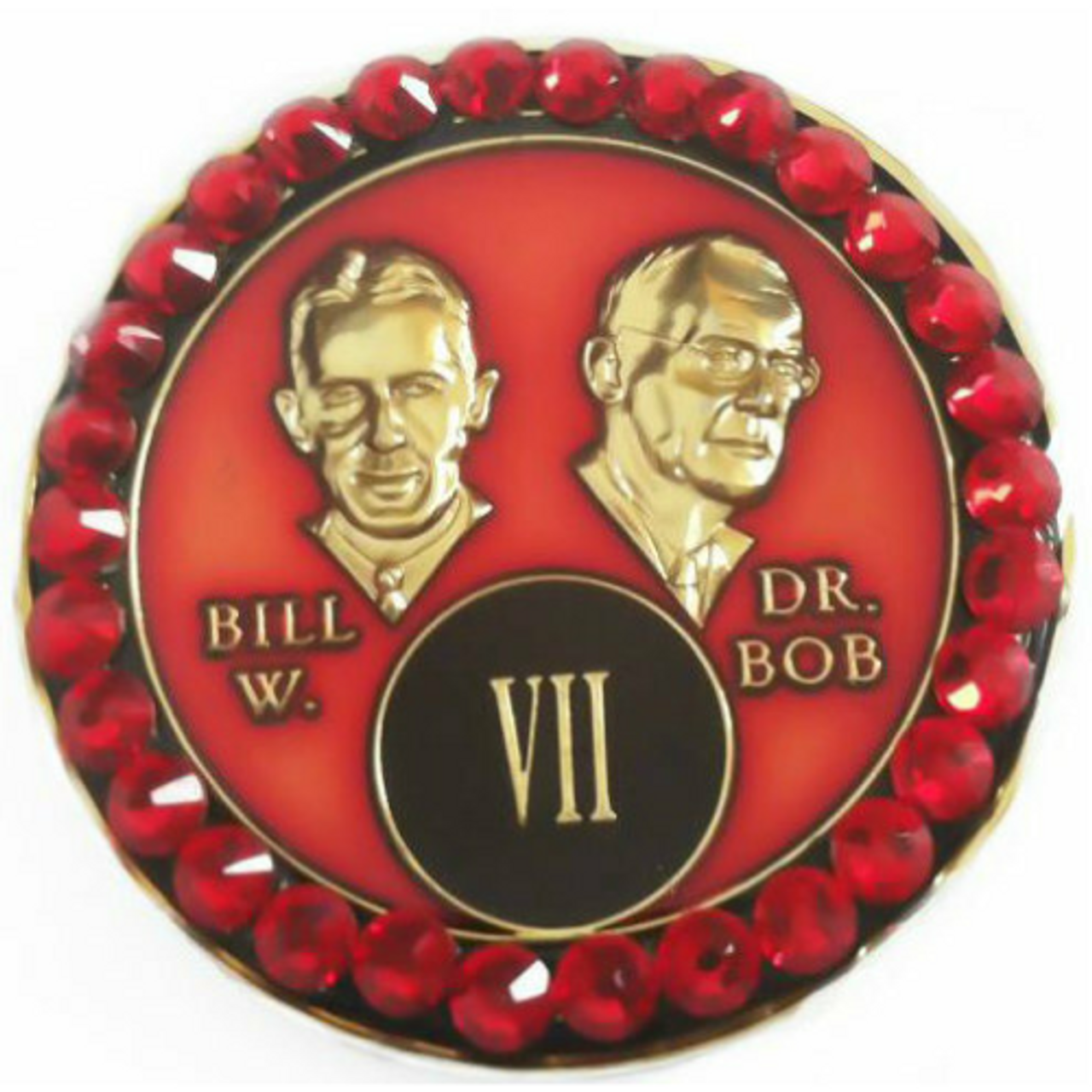 RUBY RED BILL BOB BLING TRI PLATE SWAROVSKI Medallion AA Coin RUBY RED BILL BOB BLING TRI PLATE SWAROVSKI Medallion AA Coin