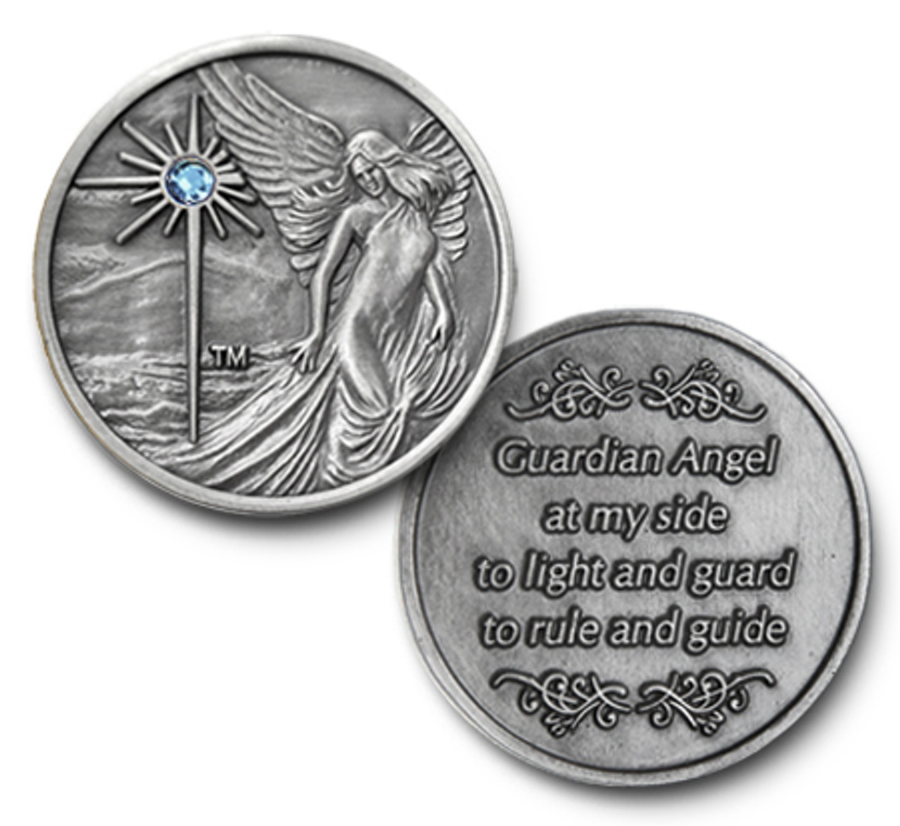 Antique Finish with Aqua Guardian Angel Coin Doing It Sober