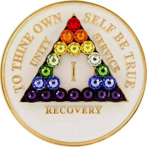 AA Glow in Dark Medallion w LGBT Triangle Bling Years 1-65