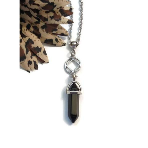 Black Onyx Drop Necklace - Narcotics Anonymous Black Onyx Drop Necklace - Narcotics Anonymous