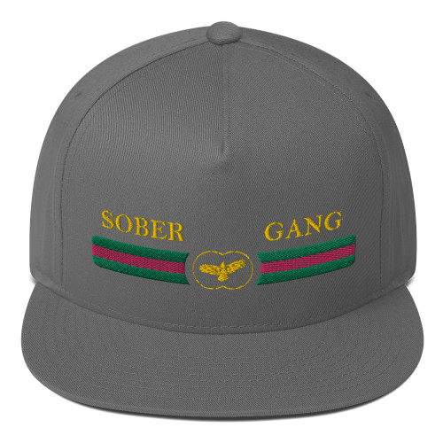 Sober Gang Trucker Flat Bill Cap Baseball Hat - Doing It Sober