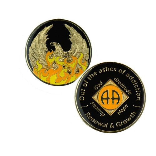 AA Medallion Out of the Ashes Phoenix Coin - with AA symbol 