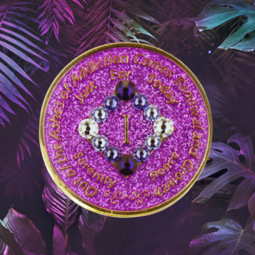 NA Medallion Glitter Lavender w Transition Purple Crystals Yrs 1-45 NA Medallion Glitter Lavender w Transition Purple Crystals Yrs 1-45