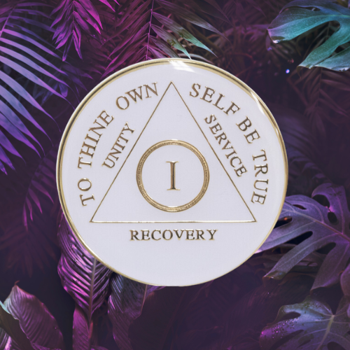 Alcoholics Anonymous Sobriety Chip AA White Triplate Alcoholics Anonymous Sobriety Chip AA White Triplate