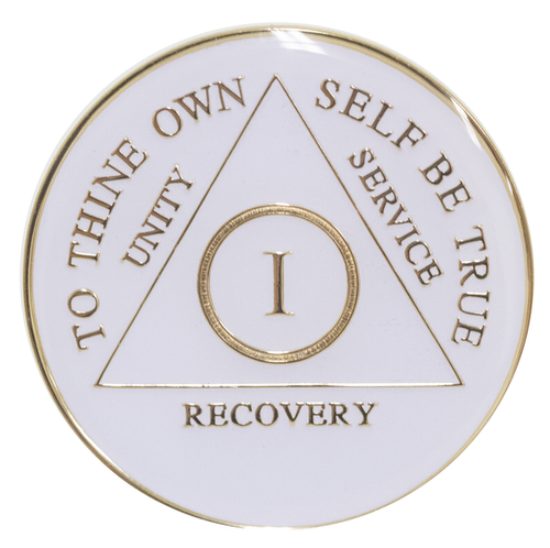 Alcoholics Anonymous Sobriety Chip AA White Triplate