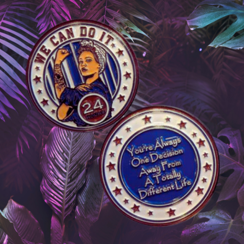 Rosie Recovery 24 Hours with One Decision Specialty Recovery Medallion Rosie Recovery 24 Hours with One Decision Specialty Recovery Medallion