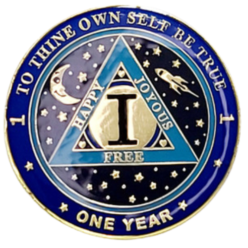 Rocketed Into A Fourth Dimension Yearly AA Recovery Medallion