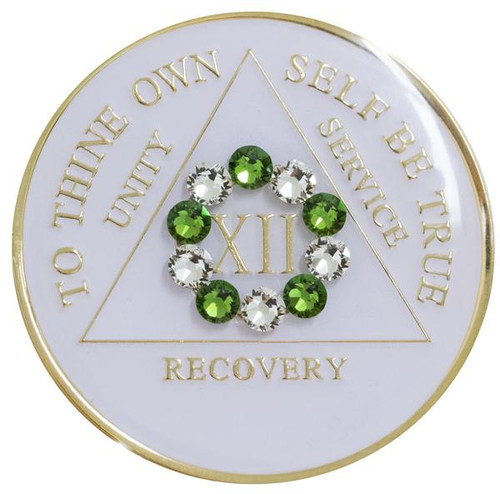 AA Crystallized White Unity - 10th Step Bling Medallion 1 - 40 years