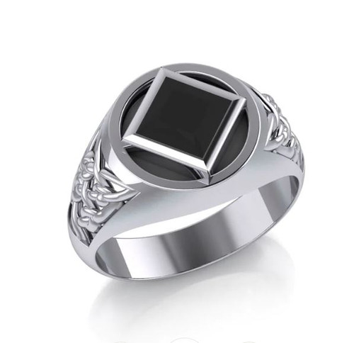 NA Recovery Symbol Silver Ring with Inlay - Narcotics Anonymous