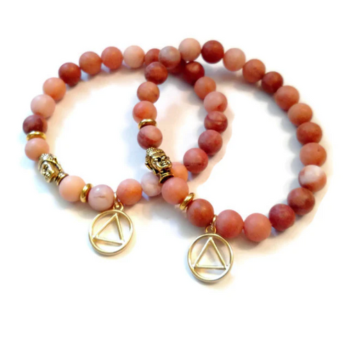 Rose Aventurine Stone Bracelet Gold Tone - AA Rose Aventurine Stone Bracelet Gold Tone - AA