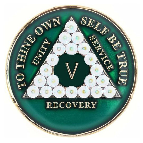 AA Green Medallion w AB Triangle Bling (Years 1-65) AA Green Medallion w AB Triangle Bling (Years 1-65)