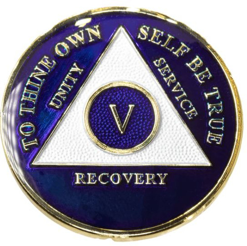 AA Blue Tri-Plate Anniversary Medallion (1-65 yrs) 24 hrs, 18 mnths