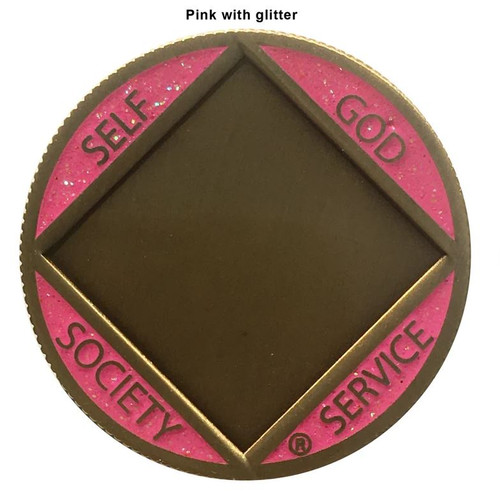 NEW! NA Glitter Personalized Engravable Narcotics Anonymous NA Medallion w/Multiple Colors!