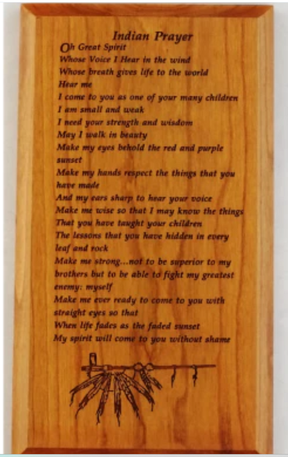 Wood Plaque with Indian Prayer 6"x8" Wood Plaque with Indian Prayer 6"x8"