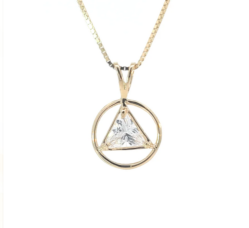 14k Gold AA Pendant – Open Heart with Circle Triangle Symbol, Medium Size, 3.1g, Pendant Only