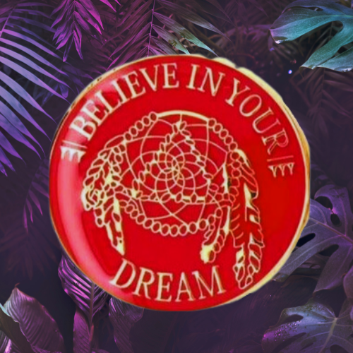 Believe In Your Dream Red Native American Inspirational Triplate AA Medallion Believe In Your Dream Red Native American Inspirational Triplate AA Medallion