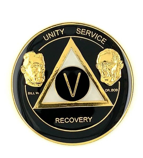 AA Founders Black Triplate Medallion (Yrs 1-60)24 hrs/18mths Anniversary Coin