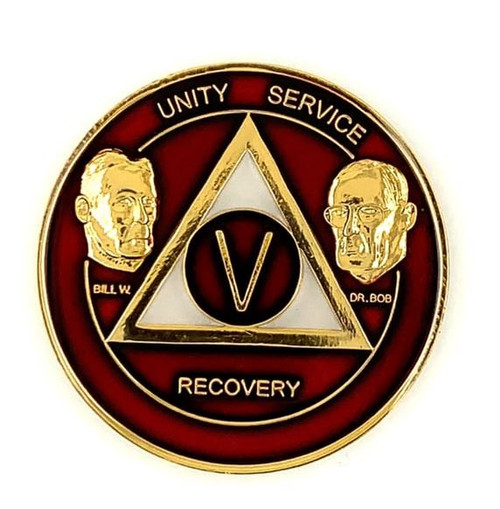 AA Founders Red Triplate Medallion (Yrs 1-60)24 hrs/18mths Anniversary Coin