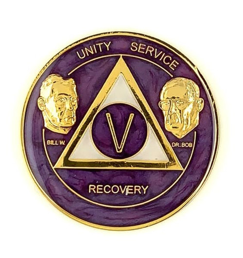 AA Founders Purple Triplate Medallion (Yrs 1-50)24 hrs/18mths Anniversary Coin