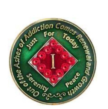 NA Green Coin w/ Red Bling (Yrs 1-40)