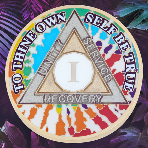 New Premium AA Yearly Rainbow Tie-Dye Recovery Medallion LGBT New Premium AA Yearly Rainbow Tie-Dye Recovery Medallion LGBT