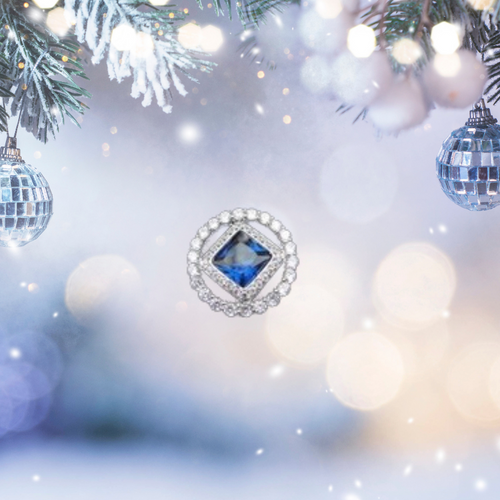 Large NA Service Pendant with CZ and Blue Sapphire .925 Sterling Silver Large NA Service Pendant with CZ and Blue Sapphire .925 Sterling Silver