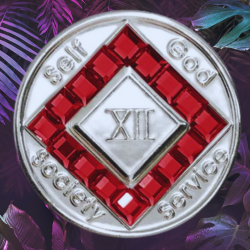 NA Nickel Recovery Medallion- Square Red Crystals Yrs 1-45 NA Nickel Recovery Medallion- Square Red Crystals Yrs 1-45