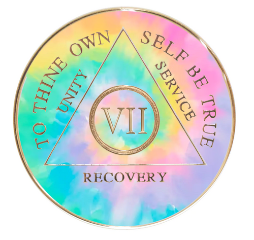 Tie-Dye Psychic-delic Change AA Yearly Medallion Tie-Dye Psychic-delic Change AA Yearly Medallion