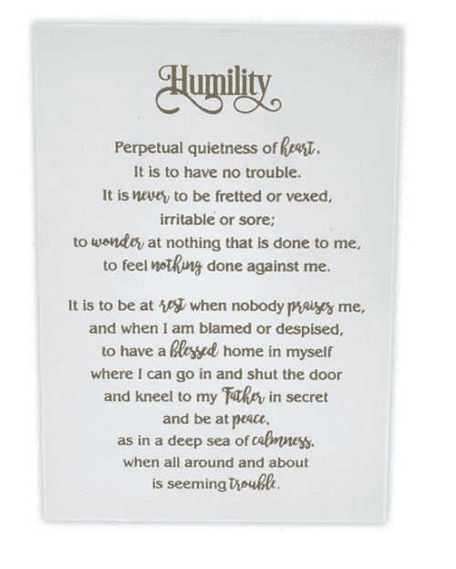 White w/Gold Humility Plaque Engraved Plaque White w/Gold Humility Plaque Engraved Plaque