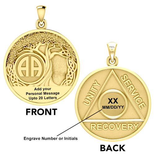 Custom Exclusive AA Tree of Life 10k Gold, Large Recovery Medallion Custom Exclusive AA Tree of Life 10k Gold, Large Recovery Medallion