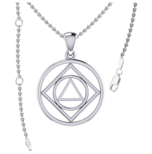 Dual Recovery NA and AA Sterling Silver Pendant Necklace