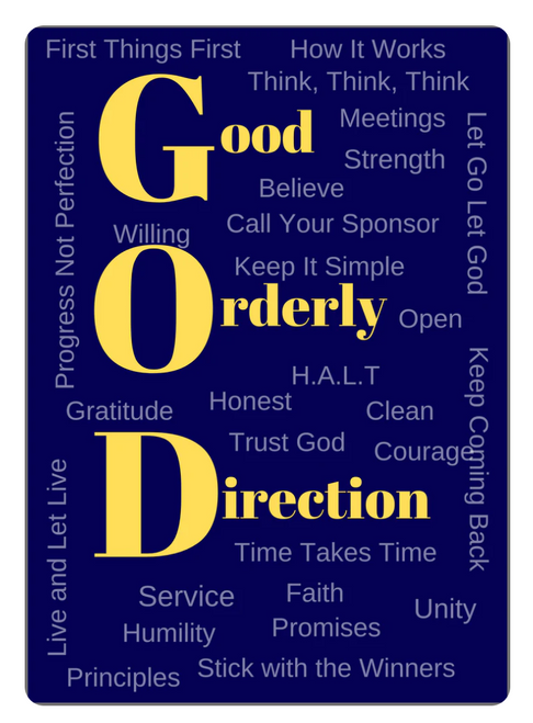 GOD Good Orderly Direction Recovery Greeting Card GOD Good Orderly Direction Recovery Greeting Card