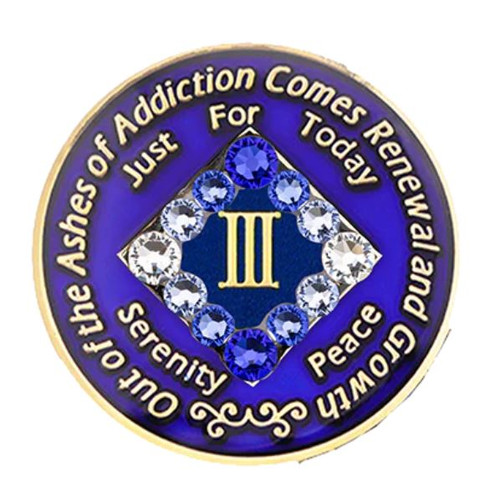 NA Blue Blue Transition Bling Anniversary Medallion Yrs 1-45 Coin Narcotics Anonymous