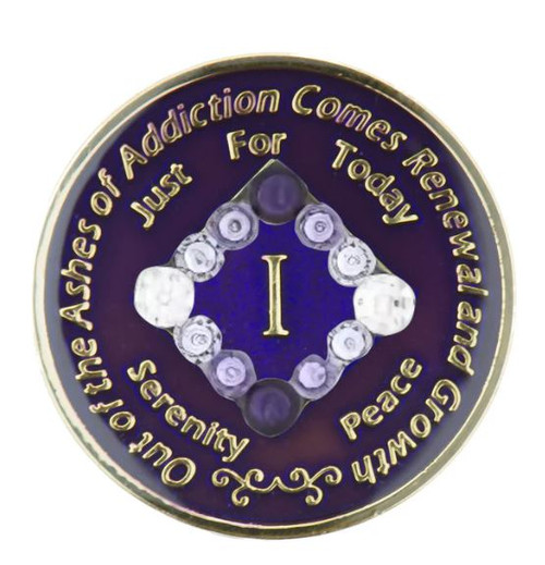 NA Bling Transition Purple Crystals on Purple Medallion Yrs 1-45