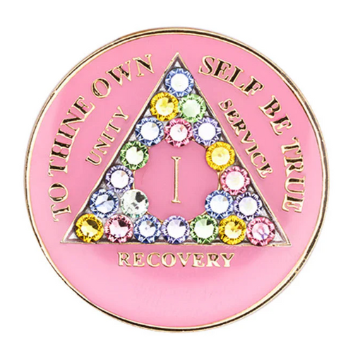 AA Pink w Pastel Bling Recovery Medallion (1-50) AA Pink w Pastel Bling Recovery Medallion (1-50)