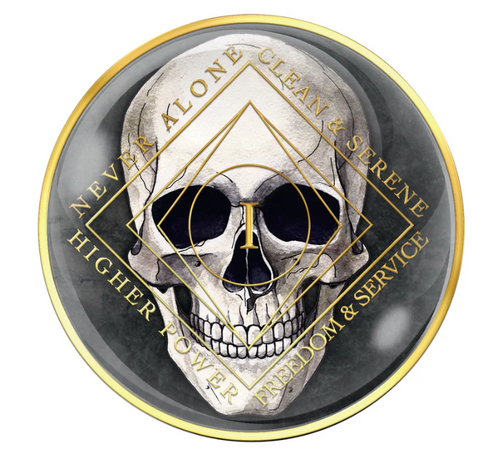 NA Skull Black Clean Time Yearly Medallion Yrs 1-10, 15, 20 ,25 NA Skull Black Clean Time Yearly Medallion Yrs 1-10, 15, 20 ,25
