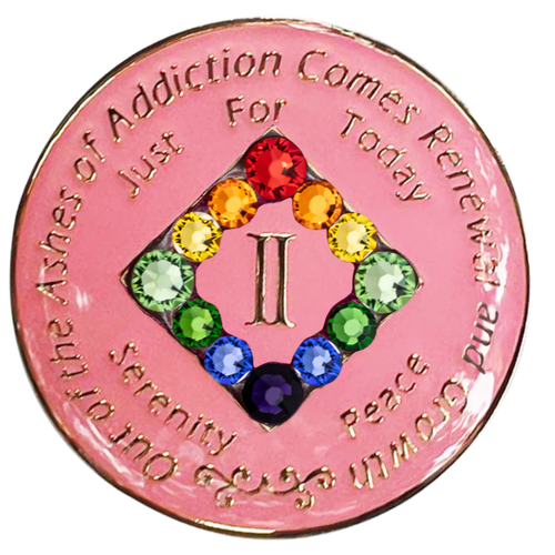 NA Baby Pink w/Rainbow Bling Anniversary Medallion NA Baby Pink w/Rainbow Bling Anniversary Medallion