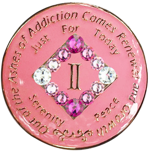 NA Baby Pink w/Pink Transition Bling Anniversary Medallion NA Baby Pink w/Pink Transition Bling Anniversary Medallion