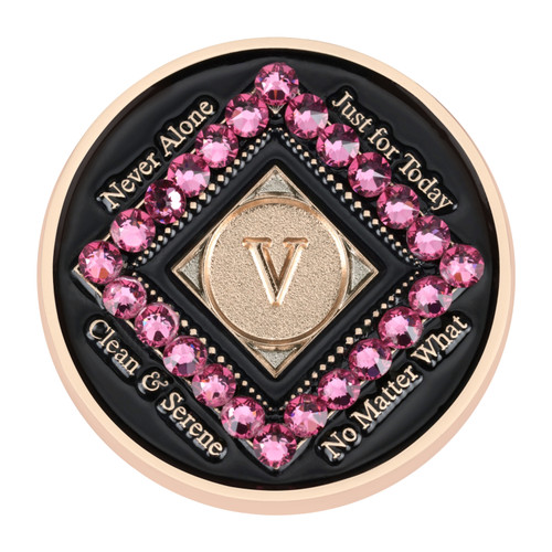 Exclusive New NA Black w/Pink Crystals Yearly Medallion Yrs 1-10