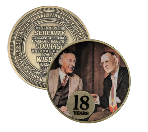 Bill W. & Dr. Bob Anniversary Coin – Add Your Year AA Recovery Medallion