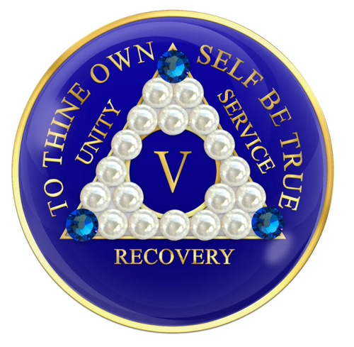 Blue AA Chip with Pearls and Sapphire Crystals