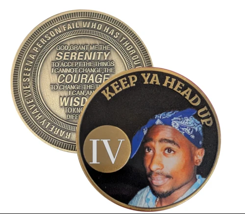 Tupac AA Recovery Medallion..Keep Ya Head Up – Custom Engraving Available on Back