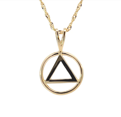 14k Gold AA Pendant – Flat Triangle in Wire Style Circle, Medium Size, 2.0g, Hand-Finished, Pendant Only