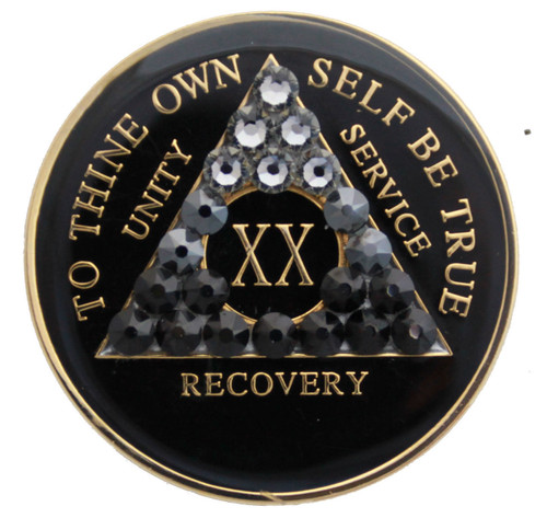 Transition Black Crystallized Anniversary AA Medallion 1 - 65 yrs, 24hrs, 18mnth